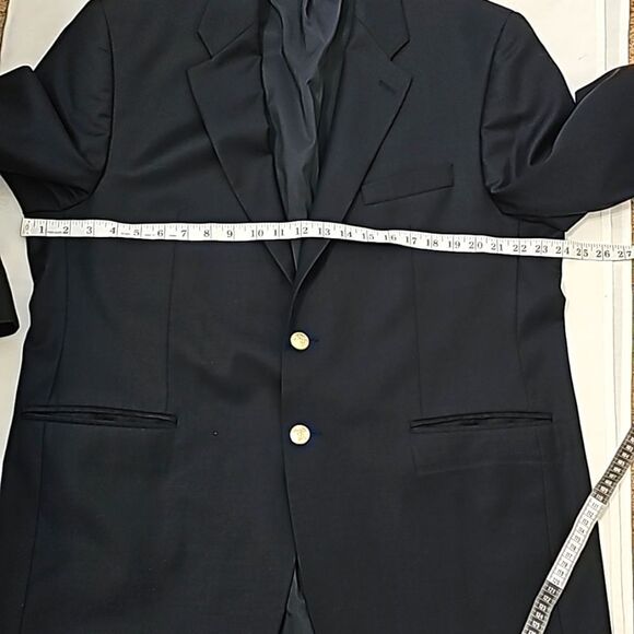 - Lauren Ralph Lauren Mens Navy Blue Blazer Gold Tone Buttons Size 44R - Picture 6 of 13